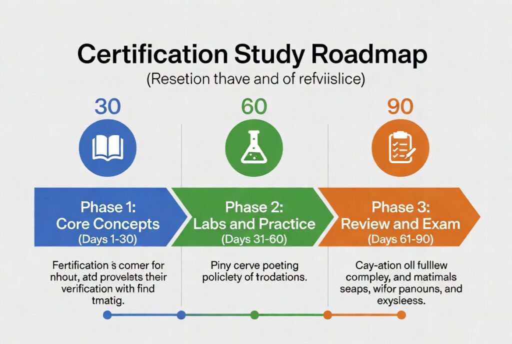 90-day CompTIA Security+ study plan roadmap three phases beginner