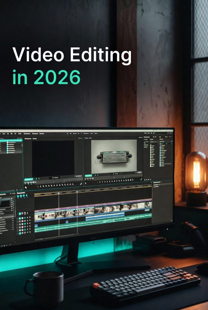 A beginner setting up a video editing course workspace in 2026