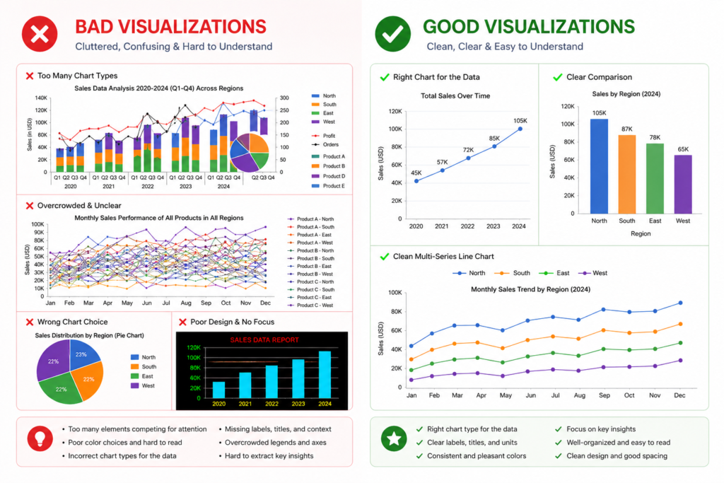 Common mistakes in Python data visualization — wrong library choice overcomplicated charts