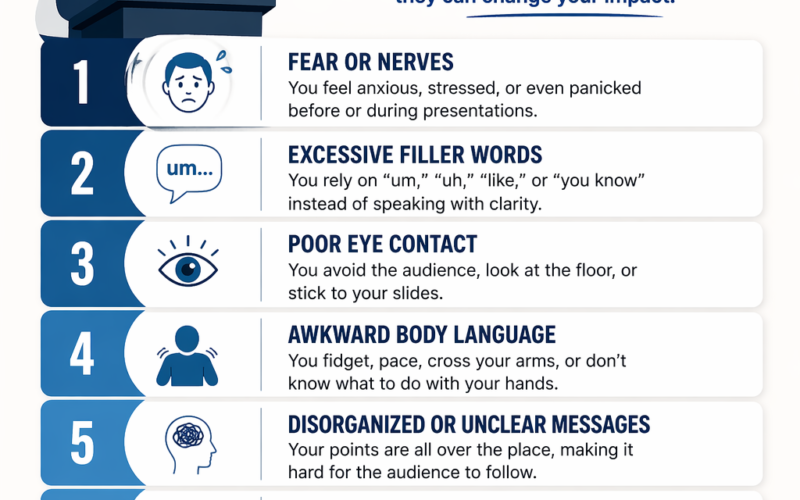 Common signs that show you need public speaking training infographic