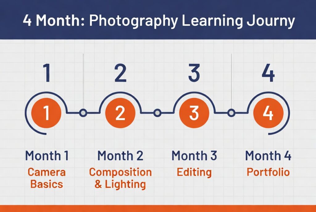 Four-month beginner learning roadmap for photography courses online