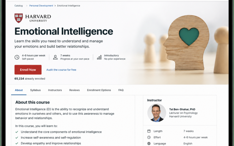 HarvardX emotional intelligence course on edX platform for online learners Image