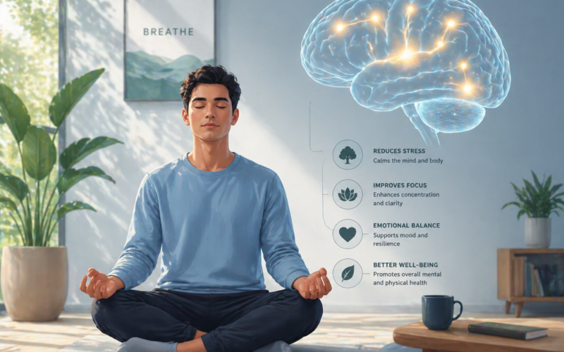 Person practicing mindfulness meditation in calm setting representing mindfulness course concepts