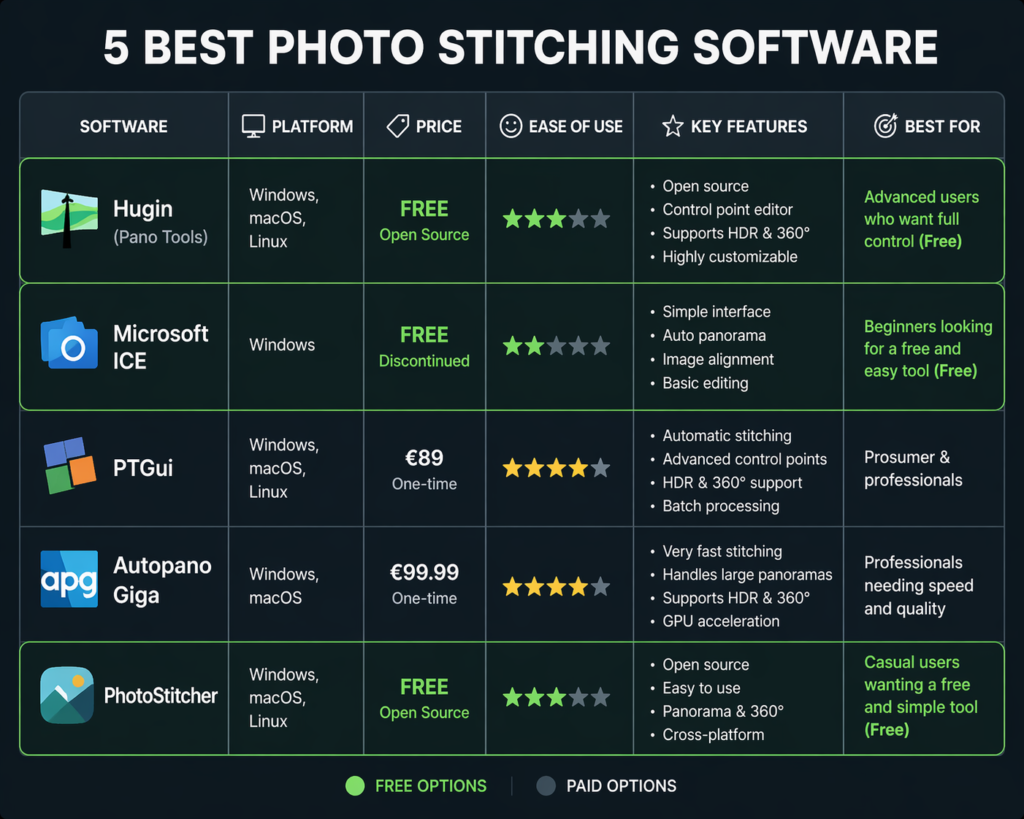 Software comparison table for learning video editing online in 2026