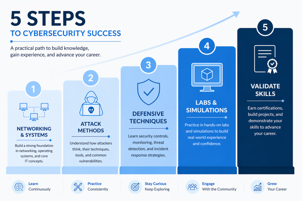 Step-by-step cybersecurity learning framework for beginners