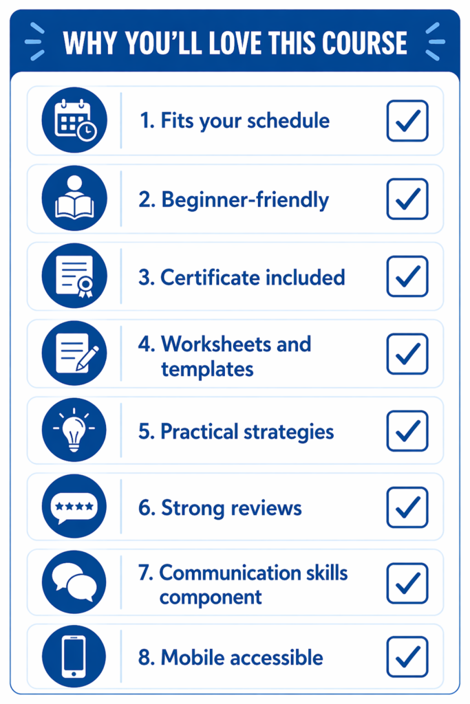 Time management course selection checklist for students and professionals