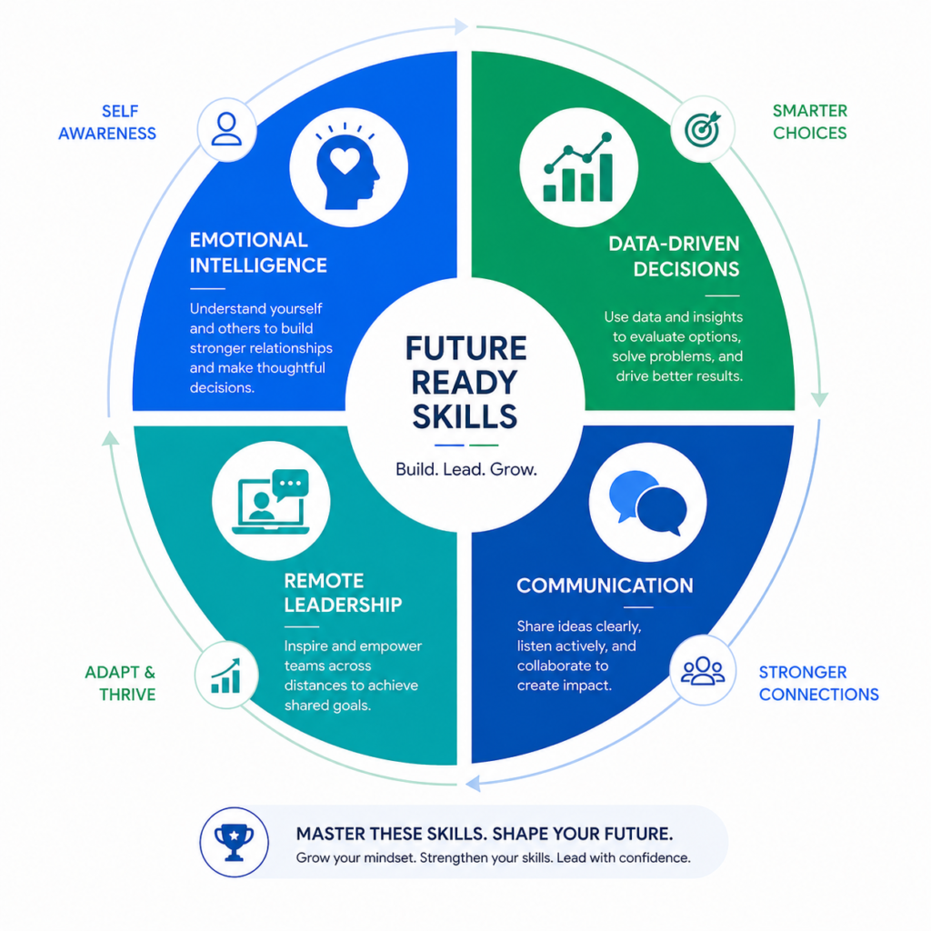 What modern leadership development courses teach in 2026 including emotional intelligence and data-driven decisions