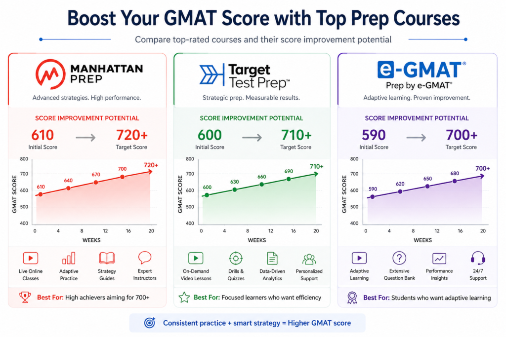 best gmat prep courses comparison manhattan prep TTP e-GMAT 2026