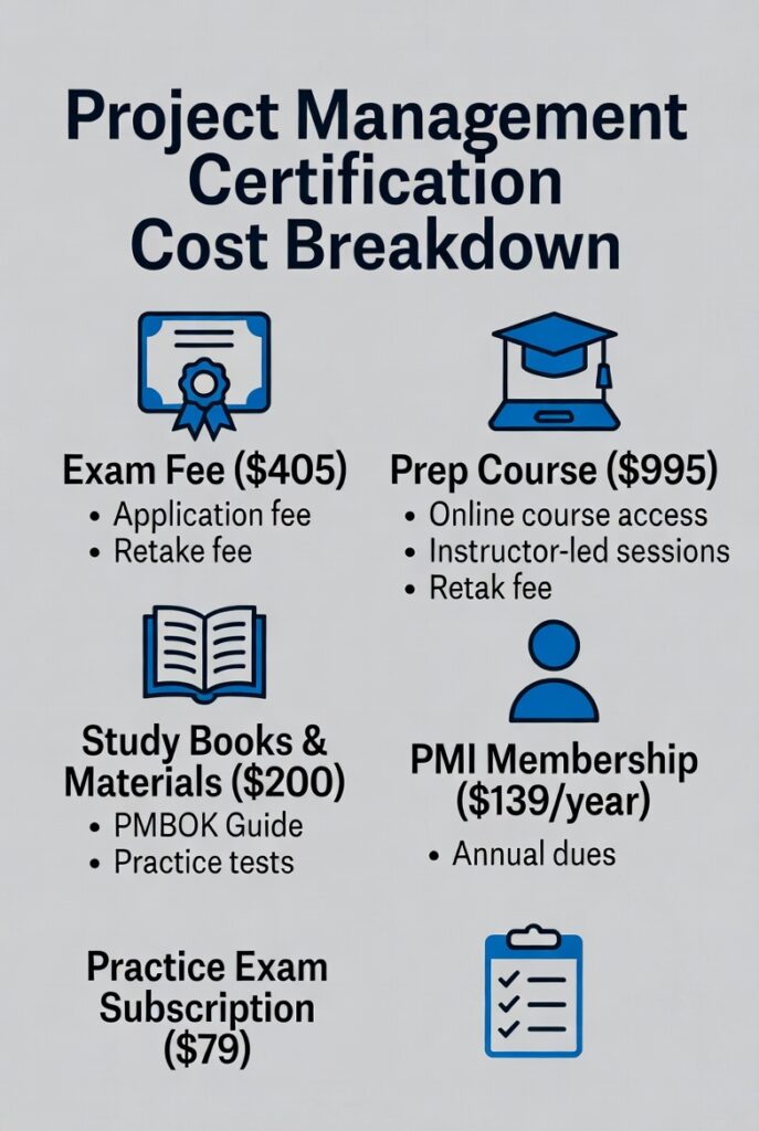 breakdown of PMP exam fees and project management certification costs