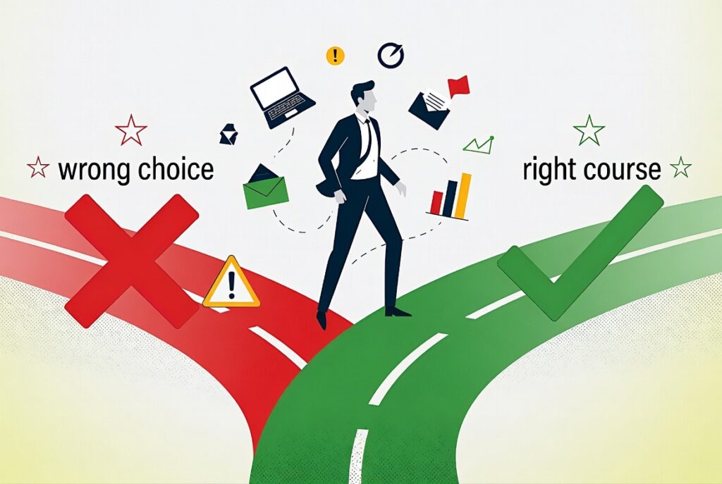 business owner avoiding common mistakes when choosing internet marketing training