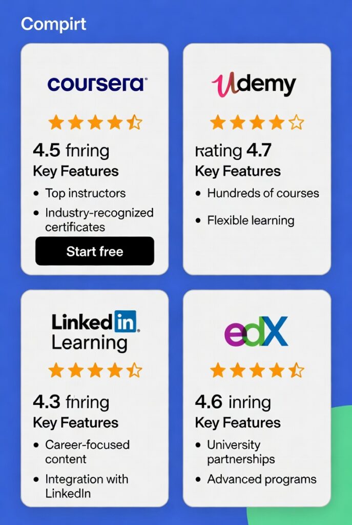 comparison of top online platforms for business management training and certification