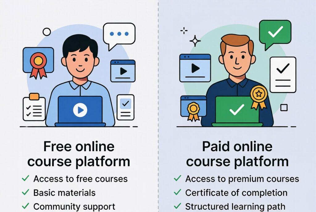 free versus paid online marketing training comparison for entrepreneurs