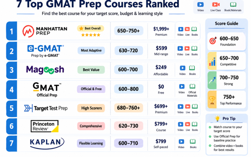 gmat preparation online courses overview 2026 comparison chart