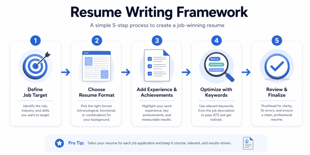 step by step resume writing process infographic