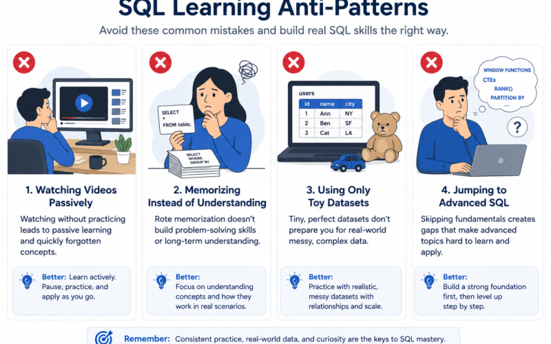 common mistakes when following an sql roadmap for beginners