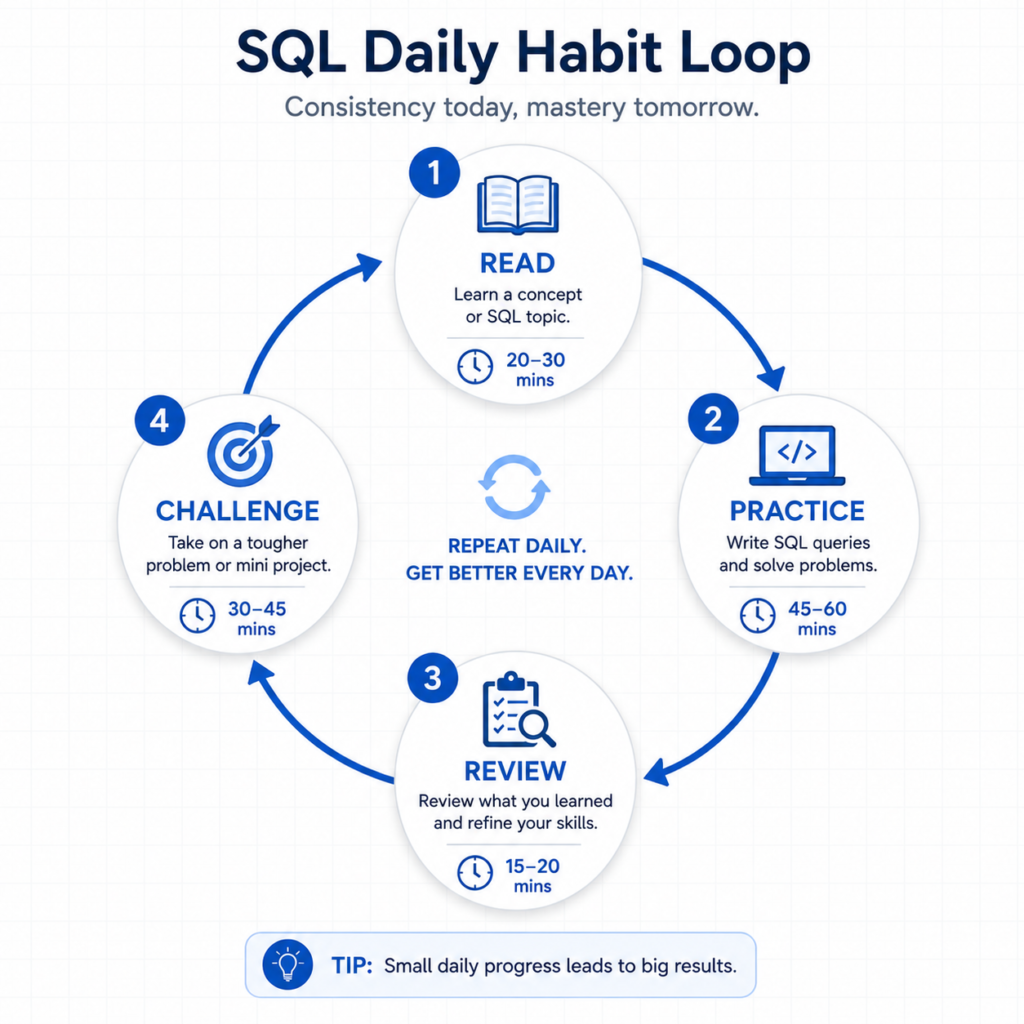 daily sql practice routine for beginners learning sql roadmap