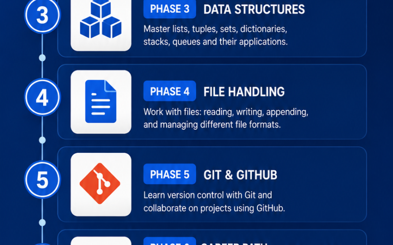 python roadmap 2026 complete 8 phase summary infographic