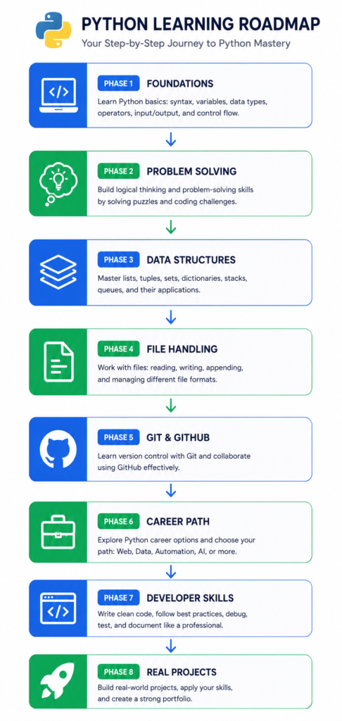 python roadmap 8 phases from foundations to career path