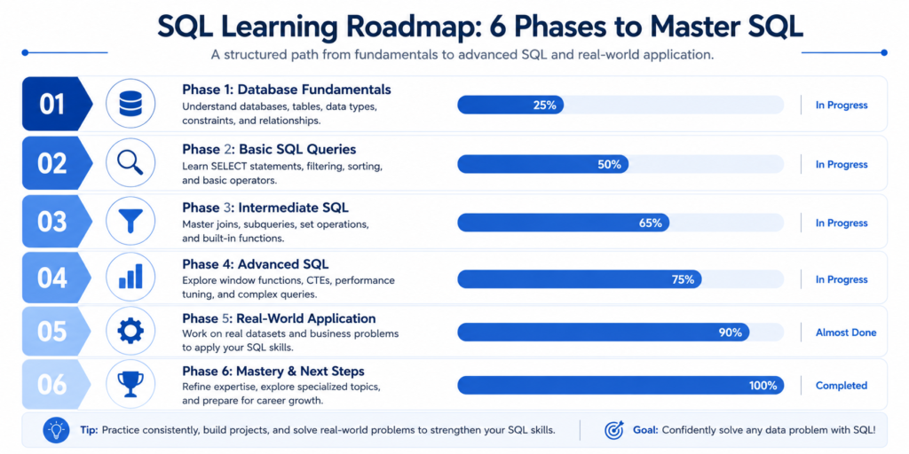 sql roadmap phases from beginner to advanced